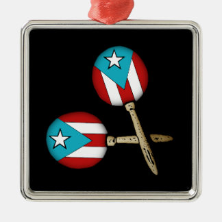 Puerto Rico Flag Maracas Metal Tree Decoration