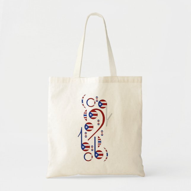 Puerto Rico Flag Musical Notes Tote Bag (Front)