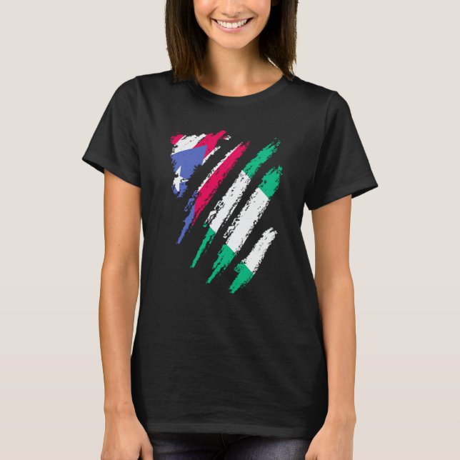 Puerto Rico Flag Nigeria Grown Patriot Country Str T-Shirt (Front)
