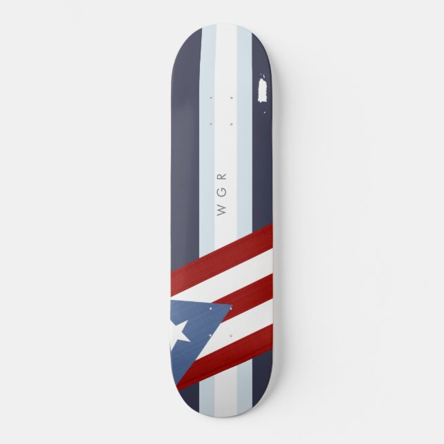 Puerto Rico Flag Personalised Skateboard (Front)