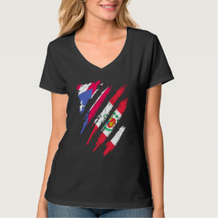 Puerto Rico Flag Peru Grown Patriot Country Stripe T-Shirt
