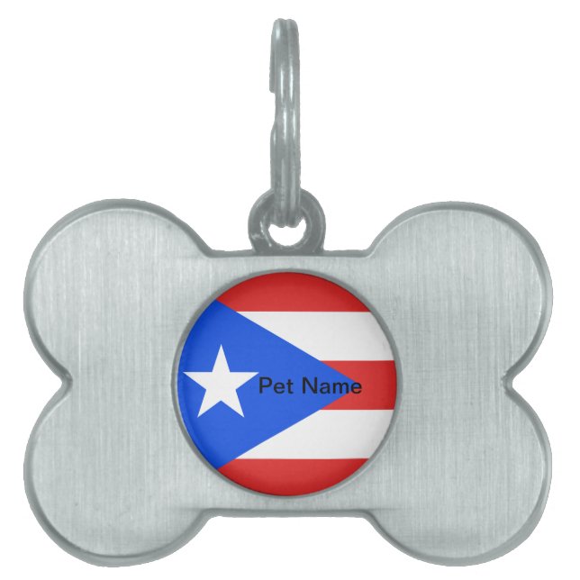 Puerto Rico Flag Pet ID Tag (Front)