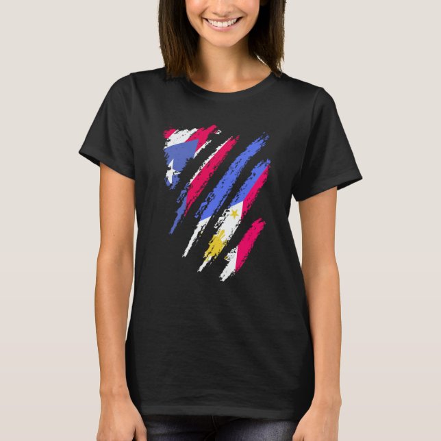 Puerto Rico Flag Philippines Grown Patriot Country T-Shirt (Front)