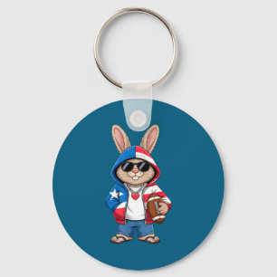 Puerto rico flag rabbit puerto rican bunny key ring