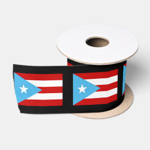 Puerto Rico Flag Ribbon Black – Light Blue Boricua Satin Ribbon