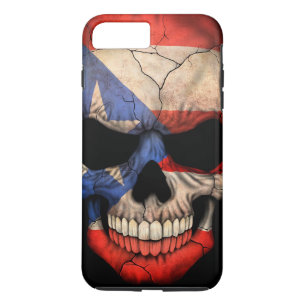 Puerto Rico Flag Skull on Black Case-Mate iPhone Case