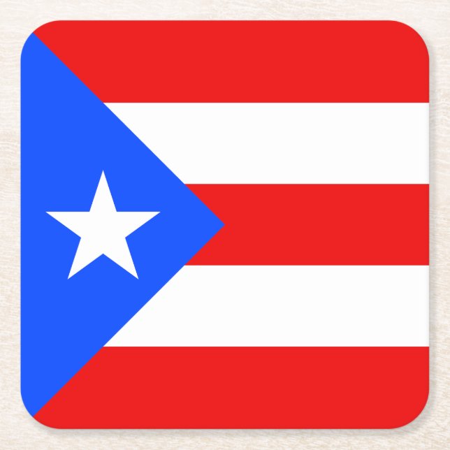 Puerto Rico Flag Square Paper Coaster (Front)