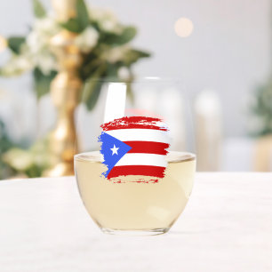 Puerto Rico flag Stemless Wine Glass