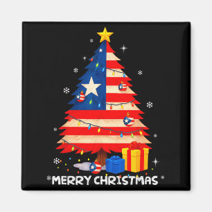 Puerto Rico Flag Tree Lights Christmas Pajamas -co Magnet
