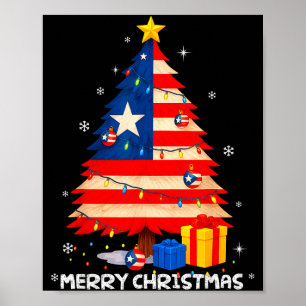Puerto Rico Flag Tree Lights Christmas Pajamas -co Poster