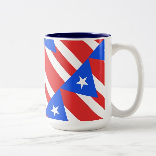 Puerto Rico Flag Two-Tone Coffee Mug (Right)