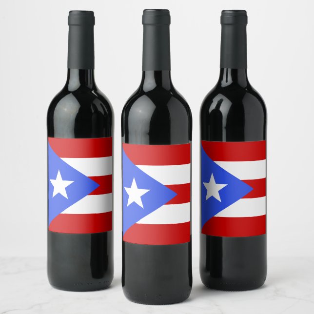 Puerto Rico flag Wine Label (Bottles)