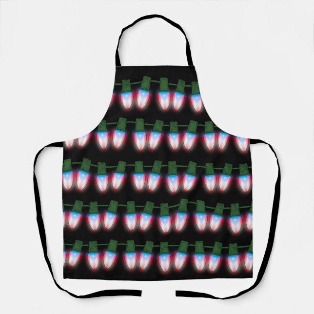 Puerto Rico Flag Xmas Lights  Apron (Front)