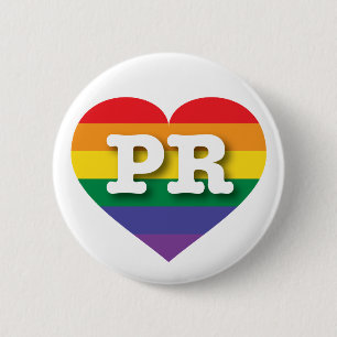 Puerto Rico Gay Pride Rainbow Heart - Big Love 6 Cm Round Badge