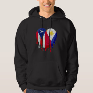 Puerto Rico Greece Flag Heart Citizen Grown Patrio Hoodie