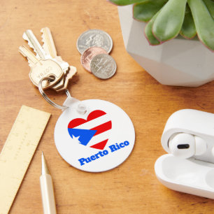 Puerto Rico Heart Flag Key Ring