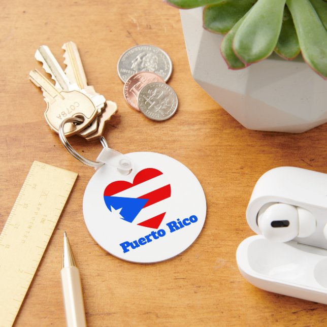 Puerto Rico Heart Flag  Key Ring (Desk)