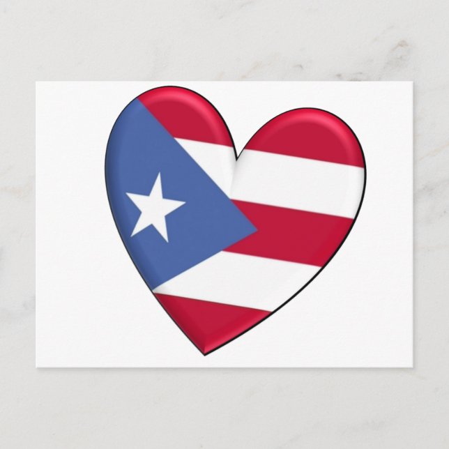 Puerto Rico Heart Flag Postcard (Front)