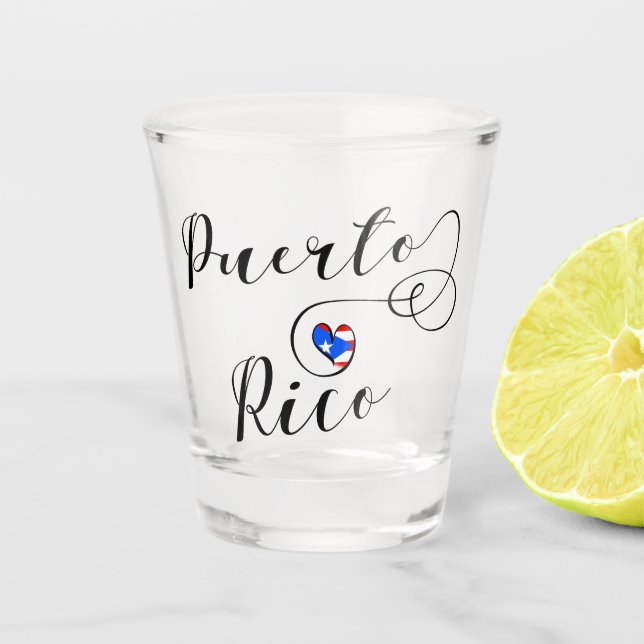 Puerto Rico Heart Flag, Puerto Rican Flag Shot Glass (Front)