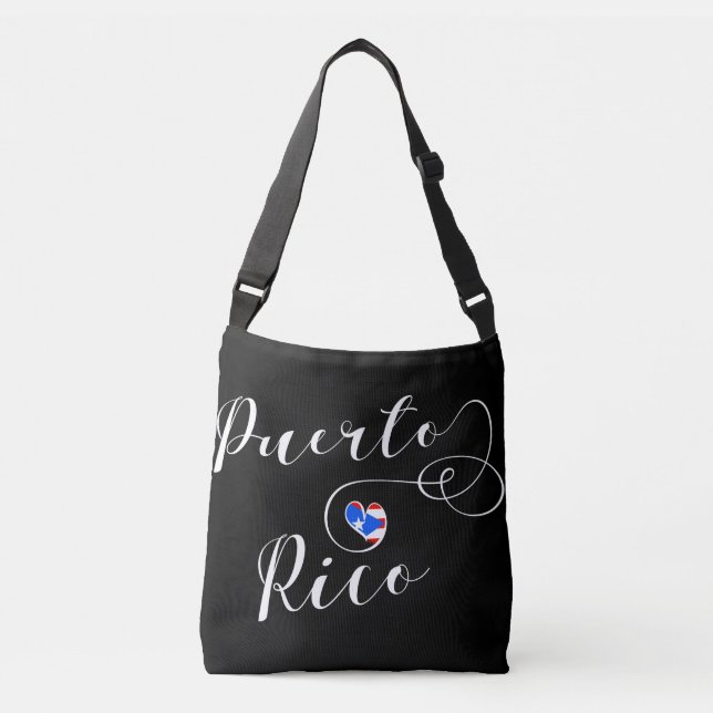 Puerto Rico Heart, Puerto Rican Design Crossbody Bag (Front)