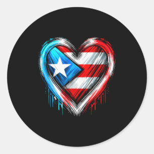 Puerto Rico Heart Puerto Rican Flag Classic Round Sticker
