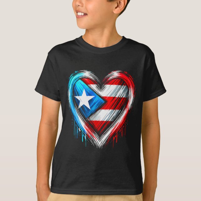 Puerto Rico Heart Puerto Rican Flag  T-Shirt (Front)