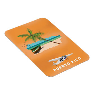 Puerto Rico illustrated map travel poster. Magnet