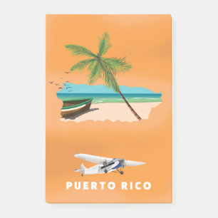 Puerto Rico illustrated map travel poster. Post-it Notes