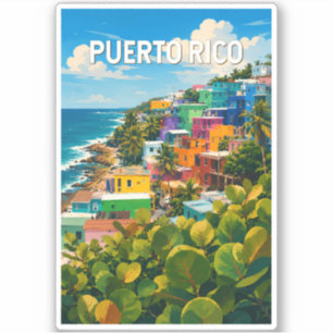 Puerto Rico Illustration Travel Art Vintage