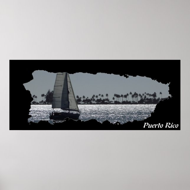 Puerto Rico Island Map Sailing Poster (Front)