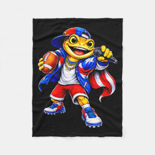 Puerto rico kids girl flag music coqui frog funny fleece blanket