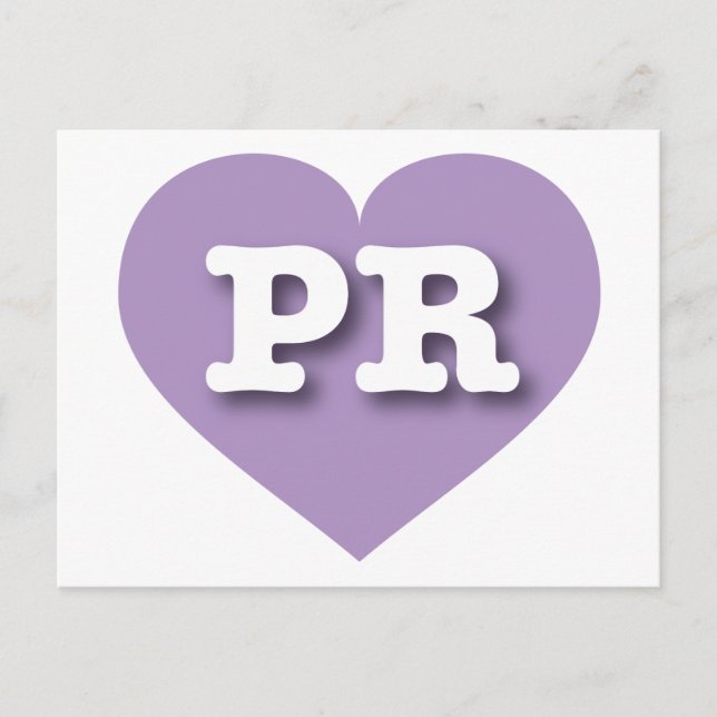 Puerto Rico Lavender Heart - I love PR Postcard (Front)
