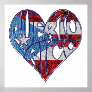 Puerto Rico Love Flag Poster