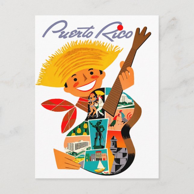 Puerto Rico, man with a guitar Postcard (Front)