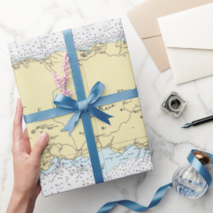 Puerto Rico Map (1981) Island of Enchantment Chart Wrapping Paper