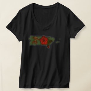 Puerto Rico Map Boricua Coqui Taino Flower T-Shirt