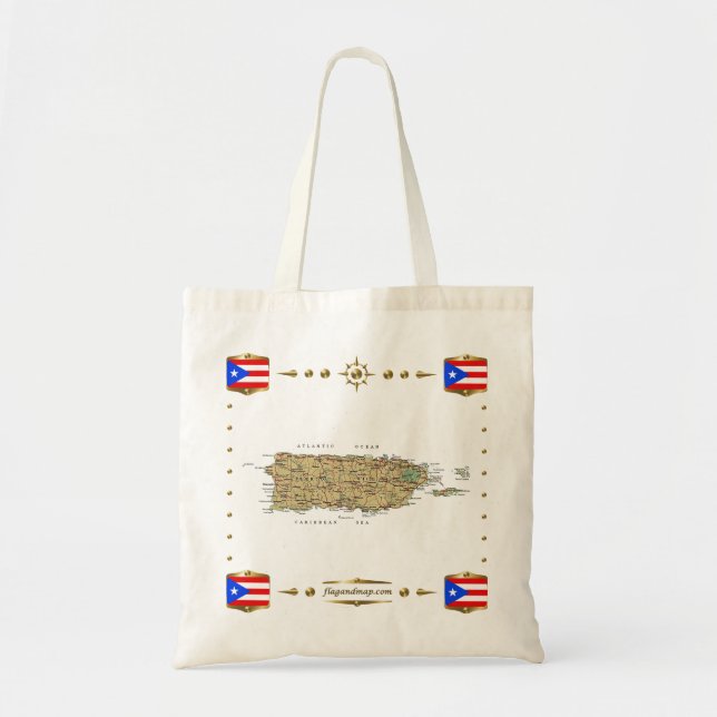 Puerto Rico Map + Flags Bag (Front)