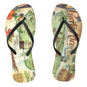 Puerto Rico Map Flip Flops