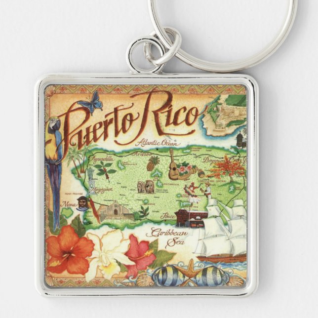 Puerto Rico Map Key Ring (Front)