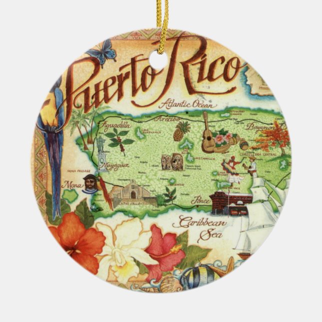Puerto Rico Map Ornament (Front)