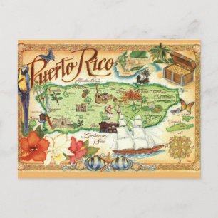 Puerto Rico Map  Postcard