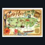 Puerto Rico Map Poster<br><div class="desc">Colorfully illustrated map of the Island of Puerto Rico. It's a vintage old illustration that make a beautiful print for a tropical decor. We chose a heavyweight matte paper to have it printed on. You can select another paper if you wish.</div>