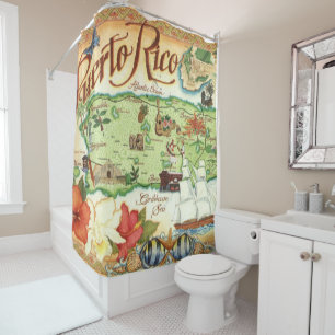 Puerto Rico Map Shower Curtain