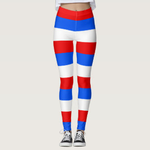 Puerto Rico National Flag Colours Horizontal Strip Leggings