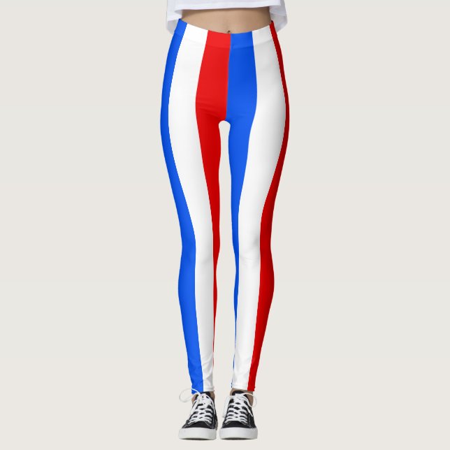 Puerto Rico National Flag Colours Vertical Striped Leggings (Front)