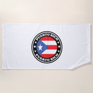 Puerto Rico National Flag Round Logo Beach Towel