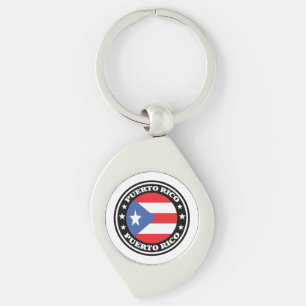 Puerto Rico National Flag Round Logo Key Ring