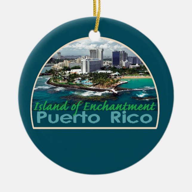 PUERTO RICO Orament Ceramic Tree Decoration (Front)