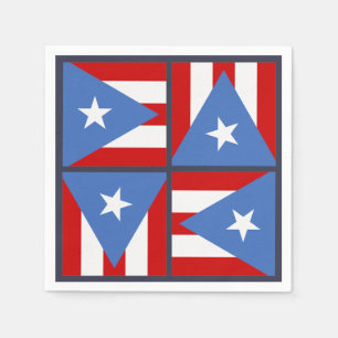 Puerto Rico Party Theme: Bold Flag Square Pattern Napkin