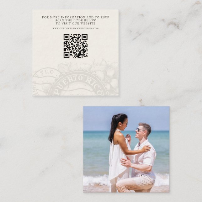 Puerto Rico Passport Wedding QR Enclosure Card (Front/Back)